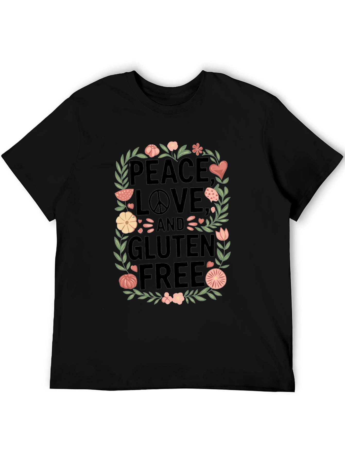 Peace Love & Gluten Free Black T-Shirt