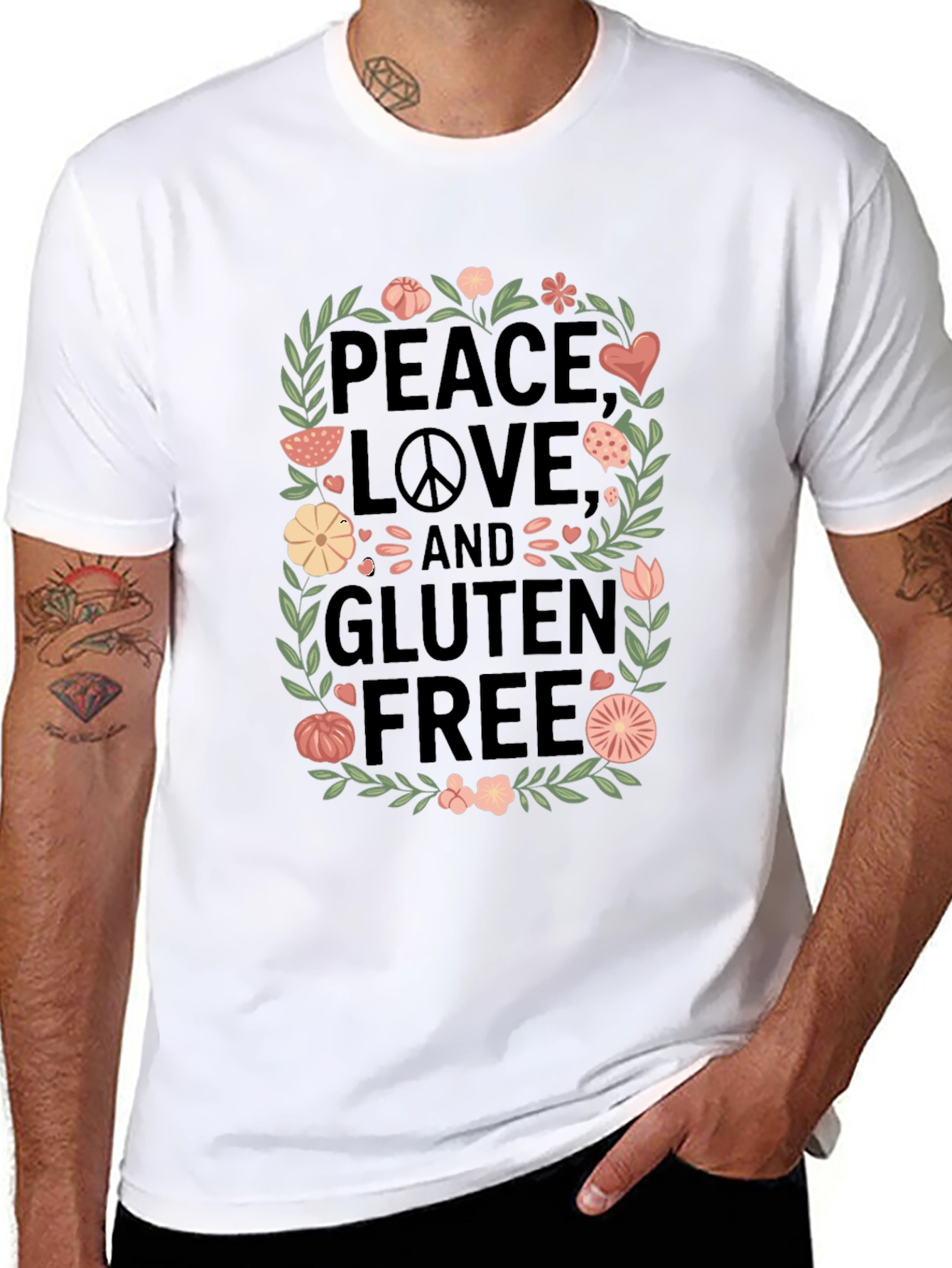 Peace Love & Gluten Free Black T-Shirt