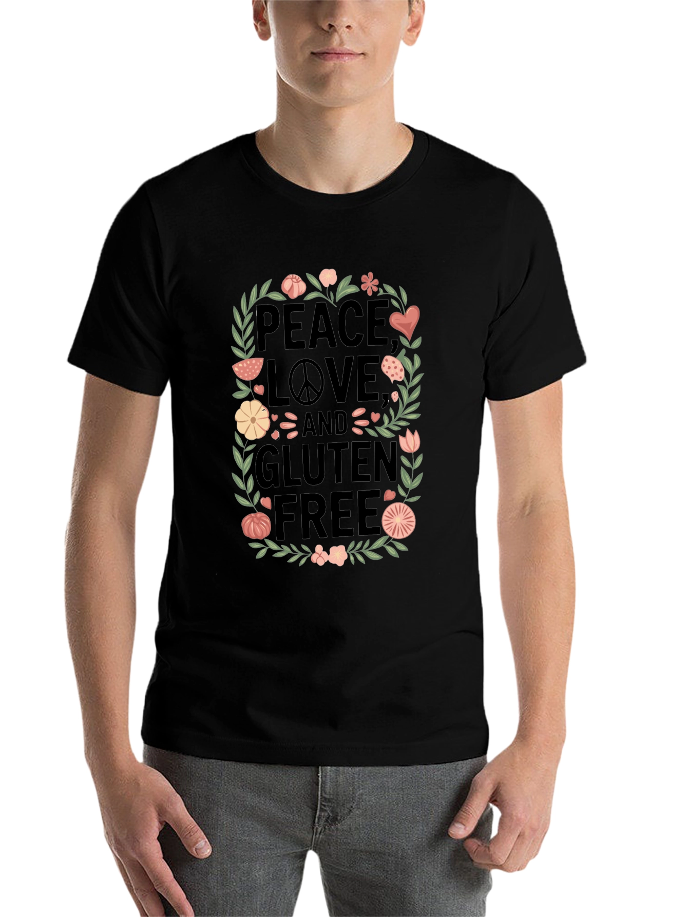 Peace Love & Gluten Free Black T-Shirt