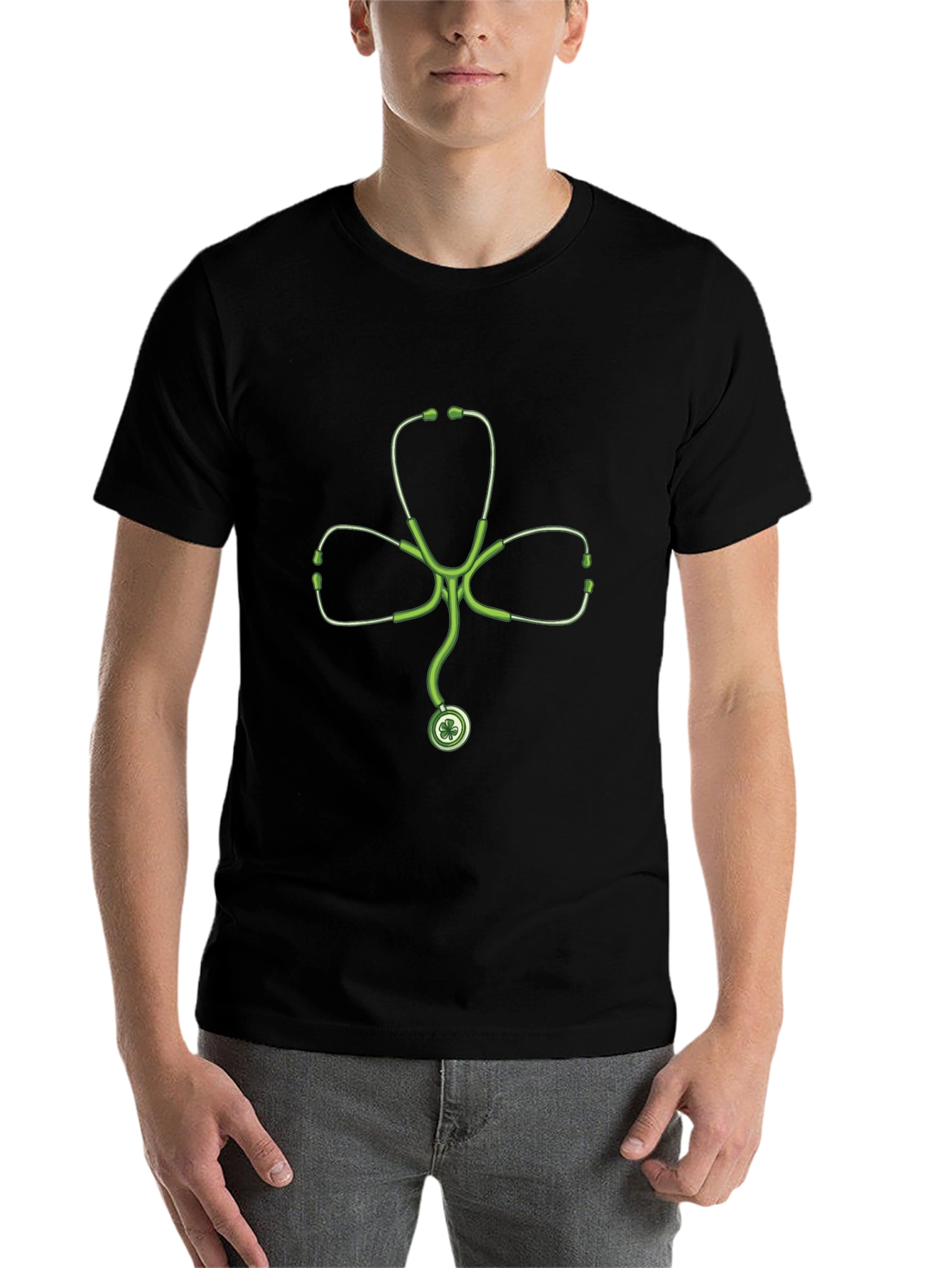 St Patricks Day Shamrock Stethoscope T-Shirt