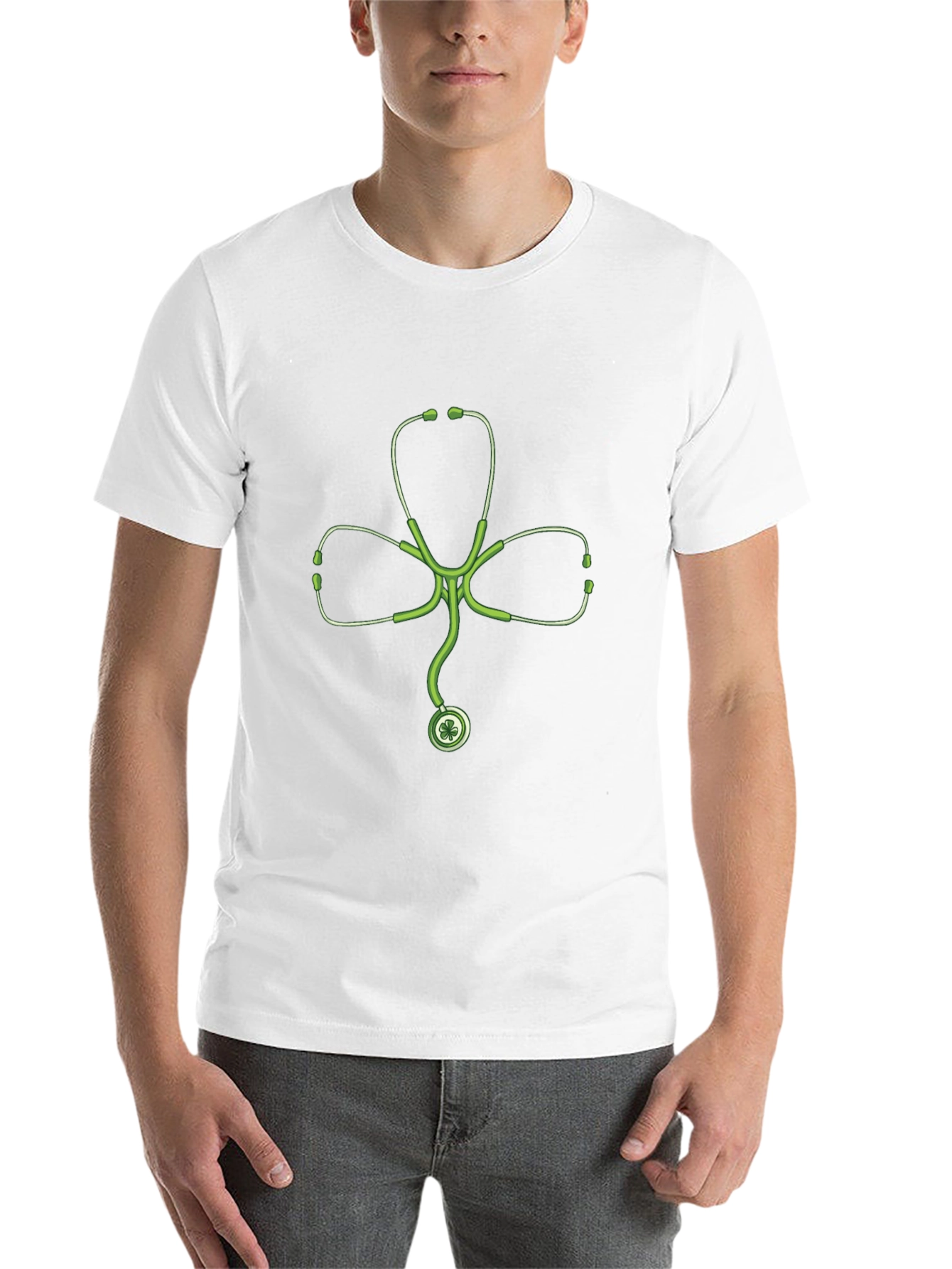 St Patricks Day Shamrock Stethoscope T-Shirt
