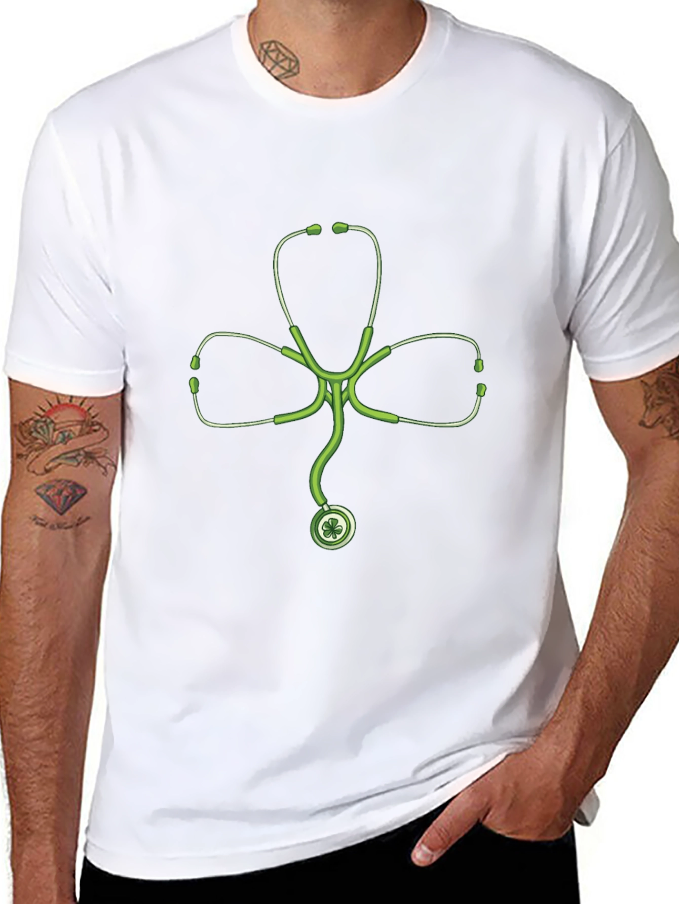 St Patricks Day Shamrock Stethoscope T-Shirt