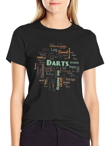 Darts Word Art Black T-Shirt