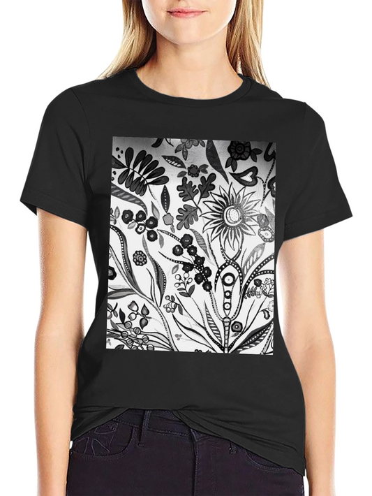 Floral Pattern Black Graphic Tee