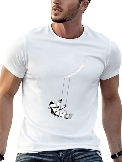 Astronaut on Moon Swing Graphic Tee - Black