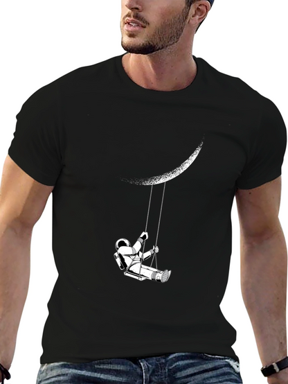 Astronaut on Moon Swing Graphic Tee - Black