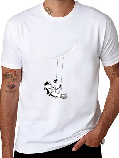 Astronaut on Moon Swing Graphic Tee - Black