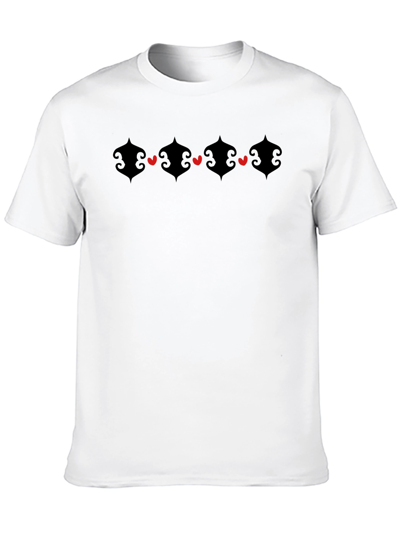 Heart Accent Graphic Black Crew Neck T-Shirt
