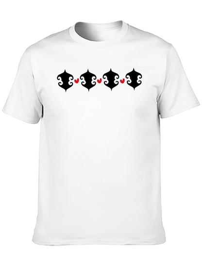 Heart Accent Graphic Black Crew Neck T-Shirt