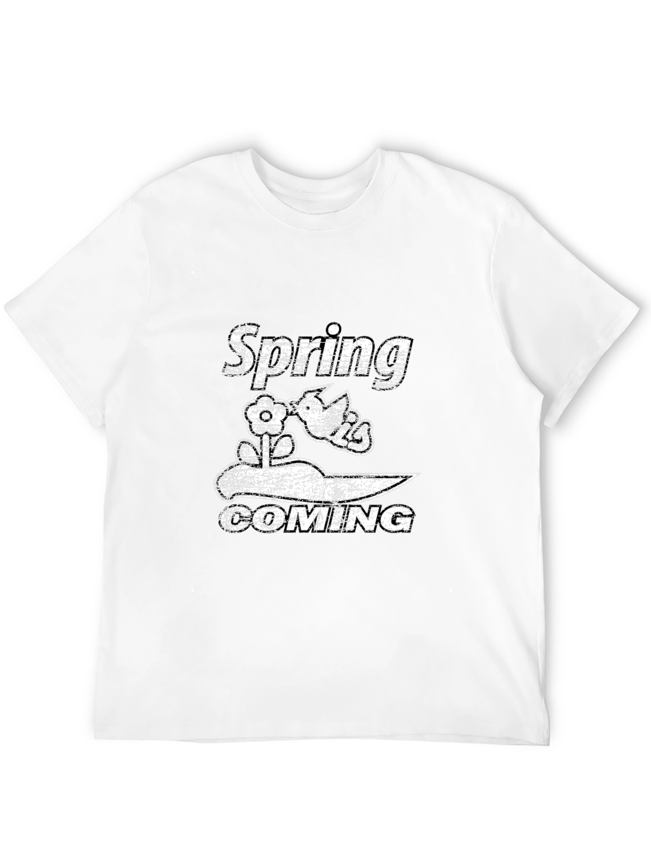 Spring Coming Graphic Black T-Shirt
