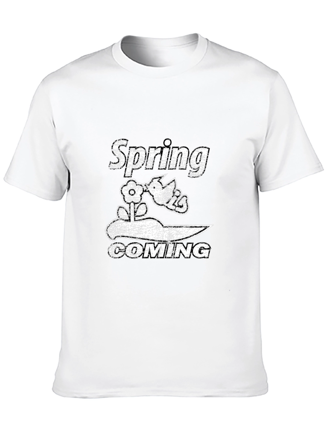 Spring Coming Graphic Black T-Shirt