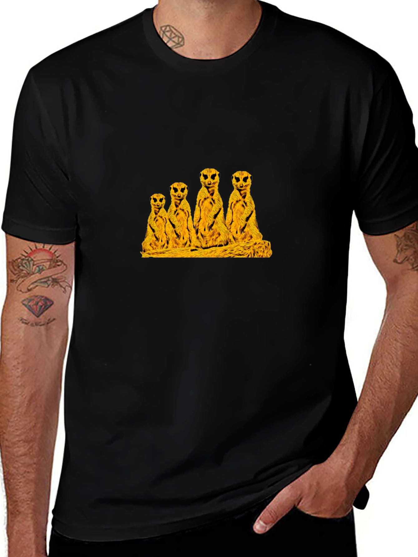 Meerkat Family Black T-Shirt