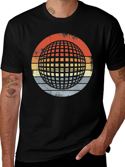 Retro Globe Graphic T-Shirt - Mens Black Tee