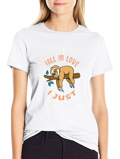 Funny Sloth Graphic T-Shirt - Fall Asleep Tee