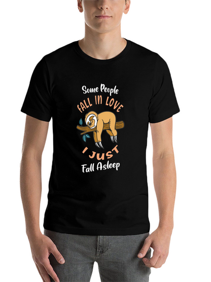 Funny Sloth Graphic T-Shirt - Fall Asleep Tee