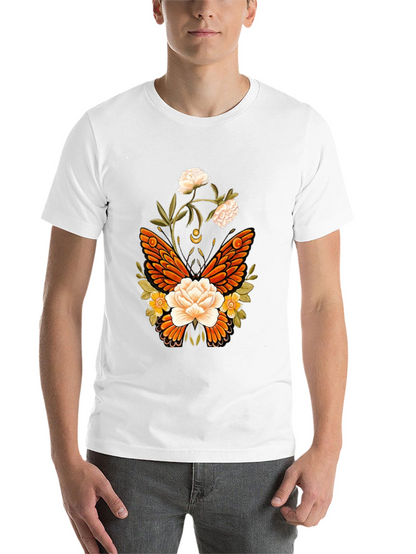 Floral Butterfly Graphic T-Shirt - Black