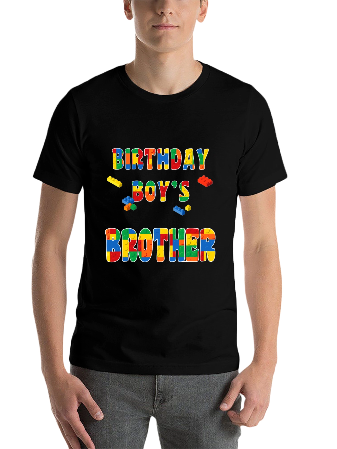 Birthday Boys Brother T-Shirt Lego Block Style