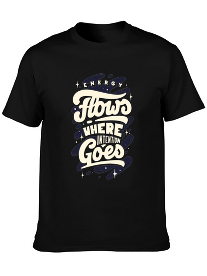 Energy Flows Graphic Tee - Black Cotton Comfort
