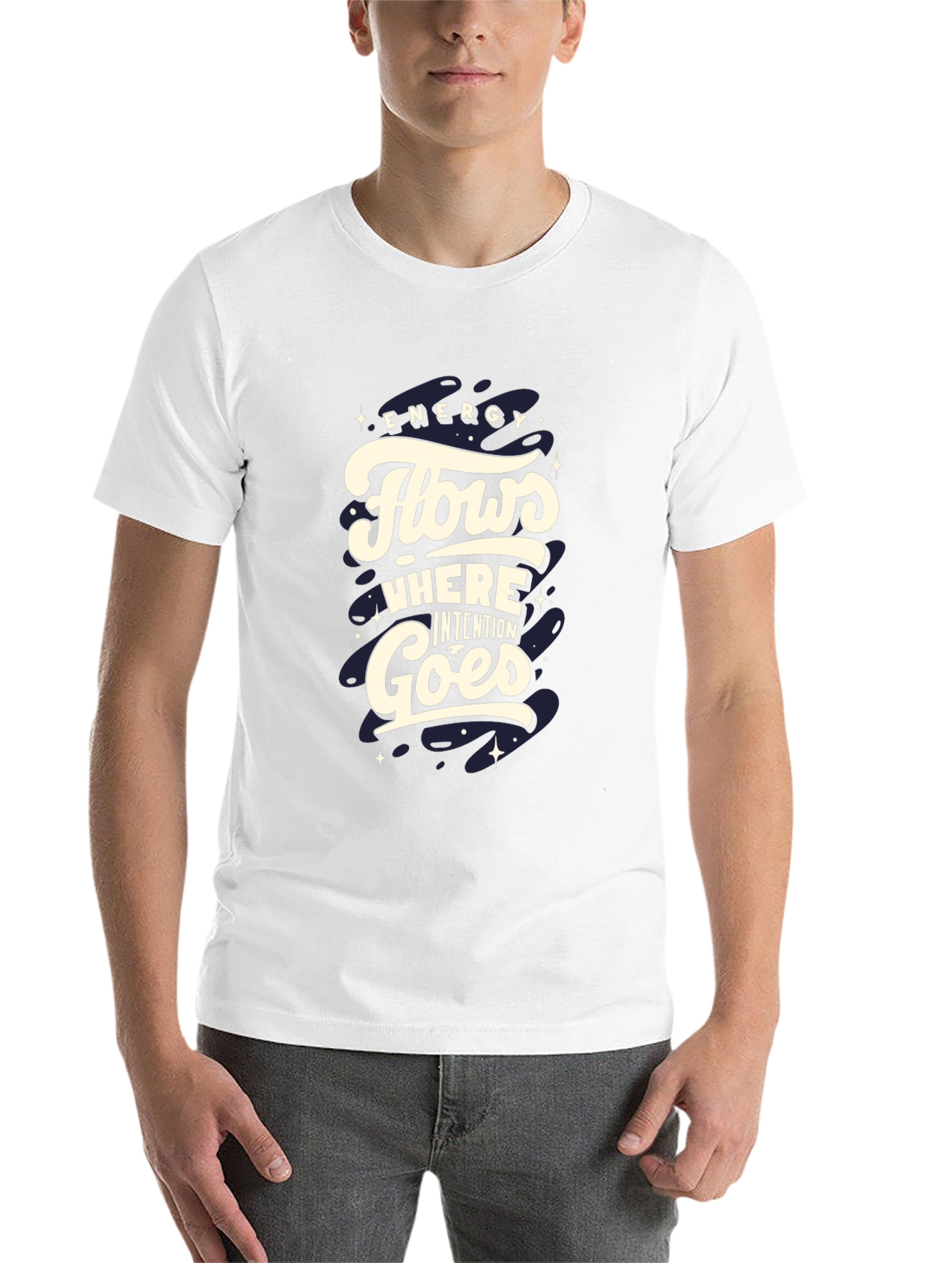 Energy Flows Graphic Tee - Black Cotton Comfort