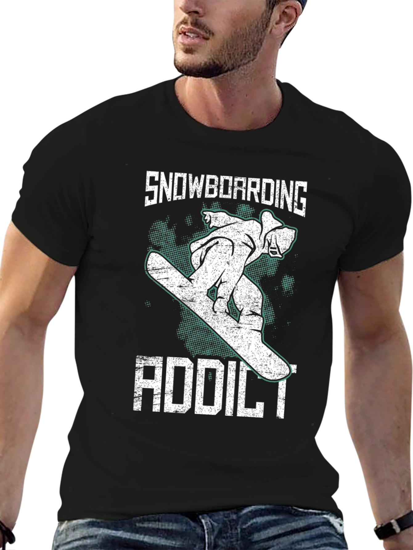 Snowboarding Addict Graphic Tee - Cool Sport T-Shirt