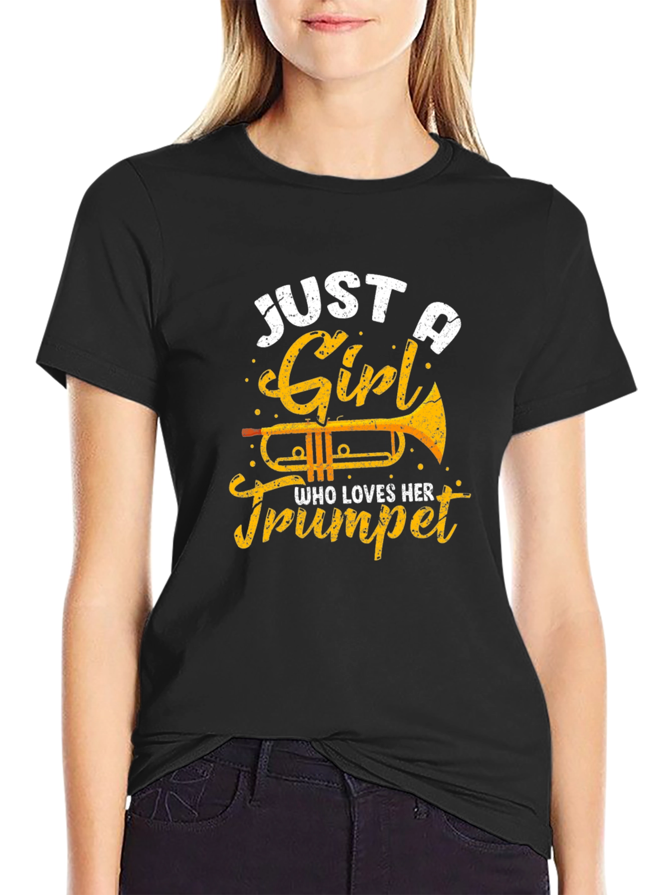 Just A Girl Who Loves Her Trumpet Black T-Shirt
