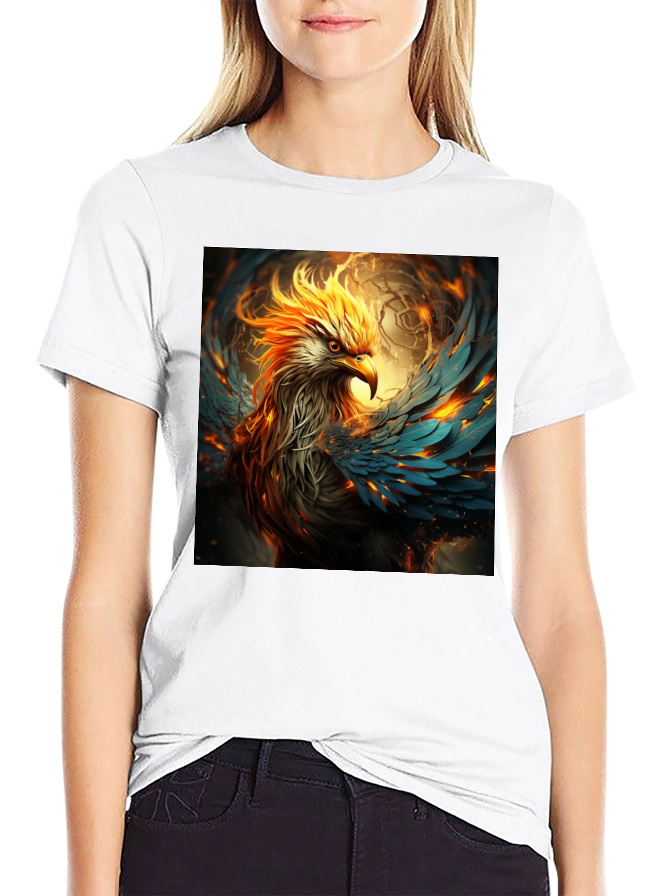 Fiery Phoenix Graphic Tee - Bold Black T-Shirt