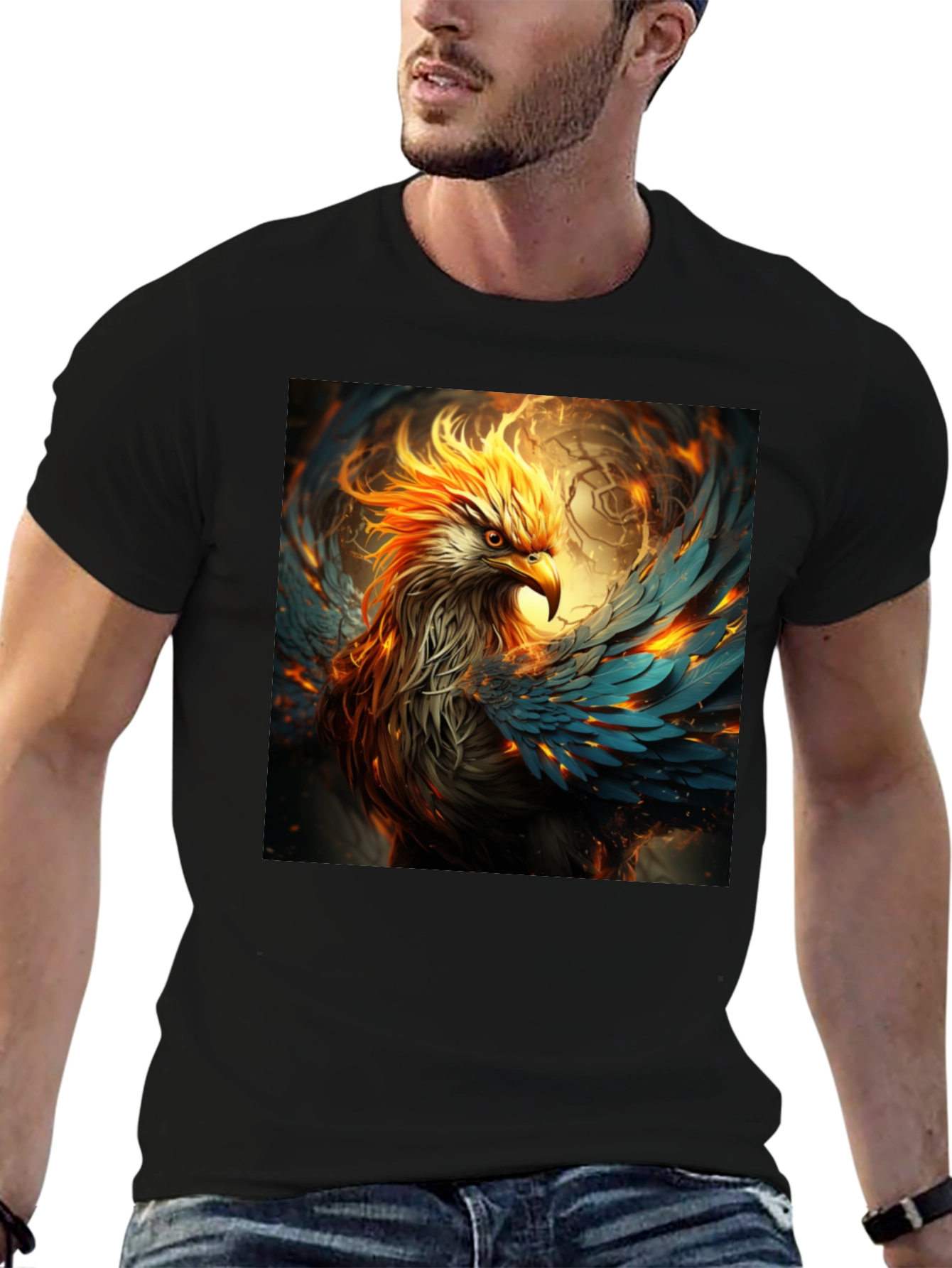 Fiery Phoenix Graphic Tee - Bold Black T-Shirt
