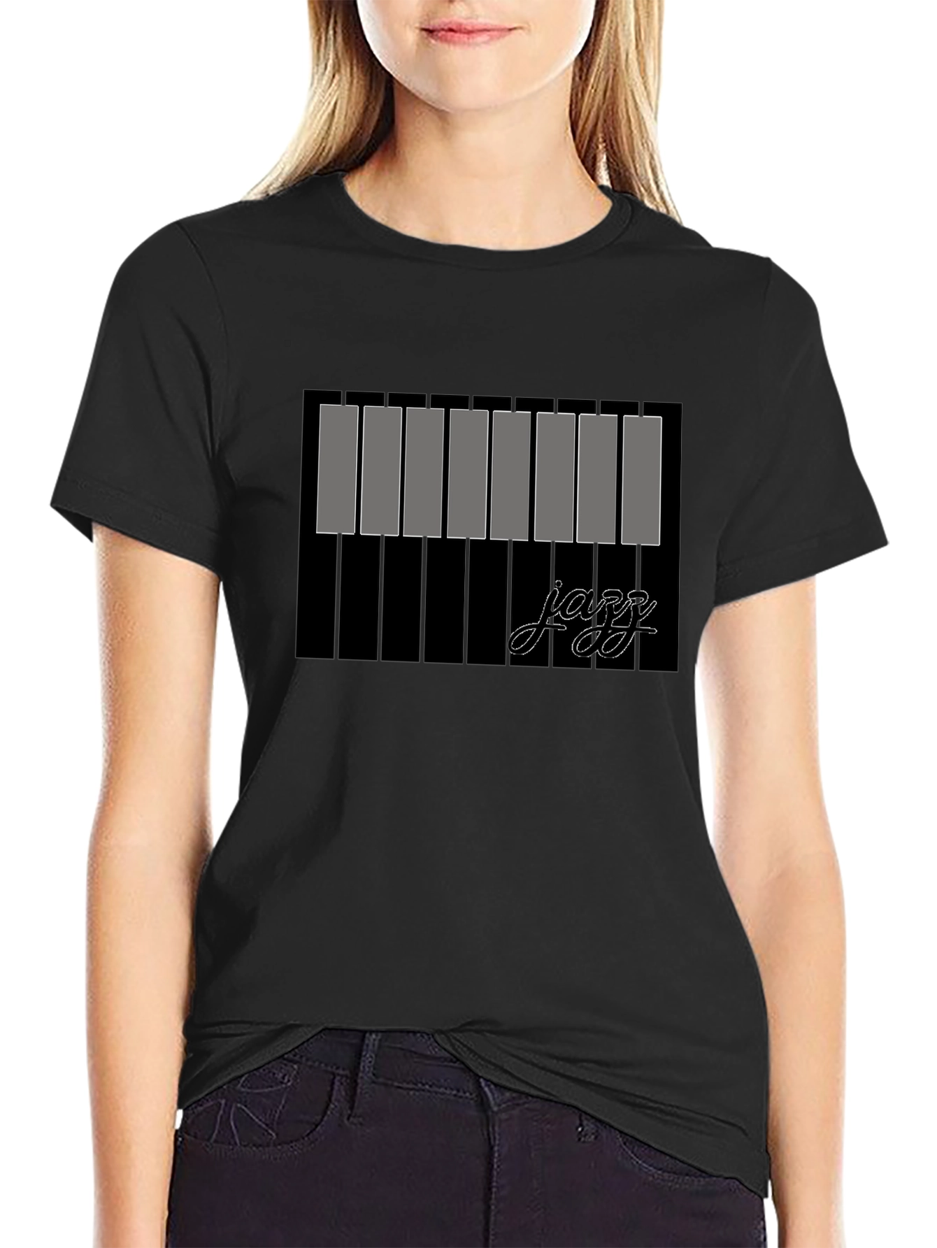 Jazz Piano Keys Graphic Black T-Shirt
