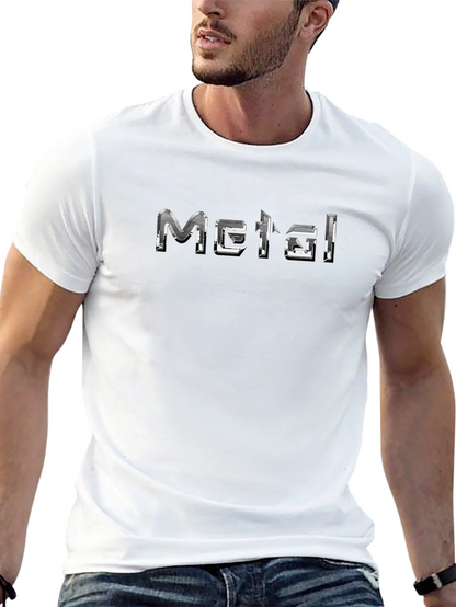 Metal Print Graphic Tee - Black Cotton Blend