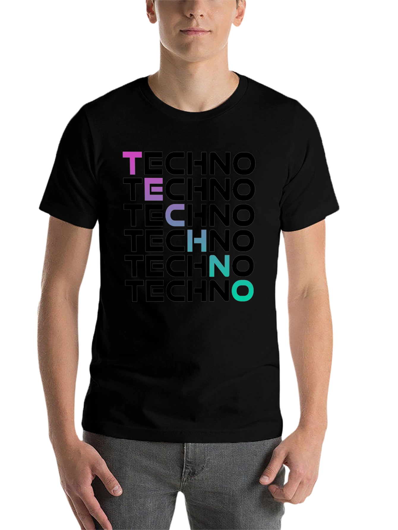 Techno Gradient T-Shirt - Bold Graphic Print