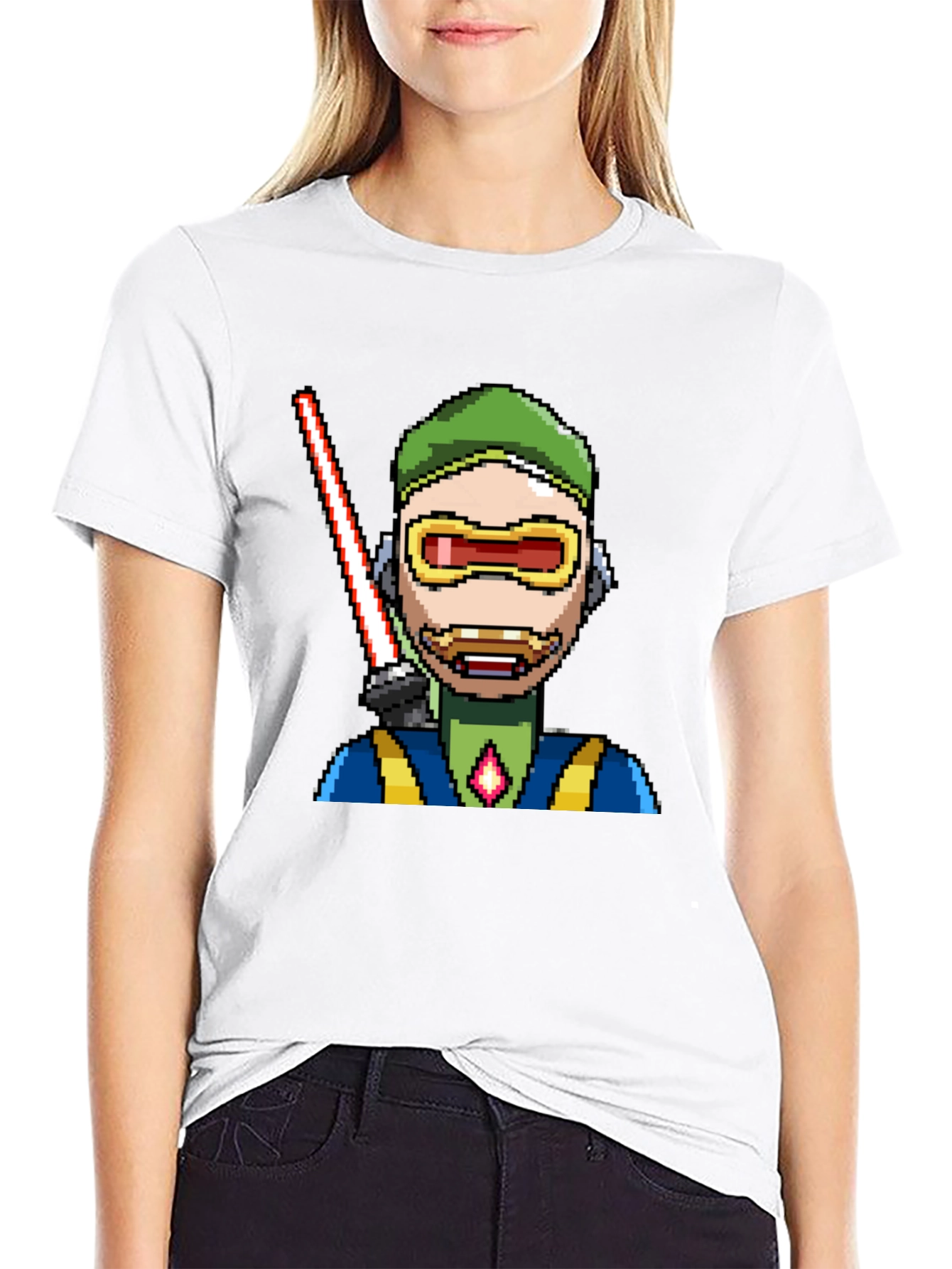 Pixel Art Sci-Fi Character Black T-Shirt