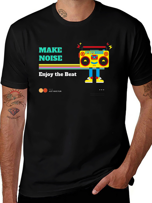Retro Boombox Graphic Tee - Make Noise Enjoy the Beat