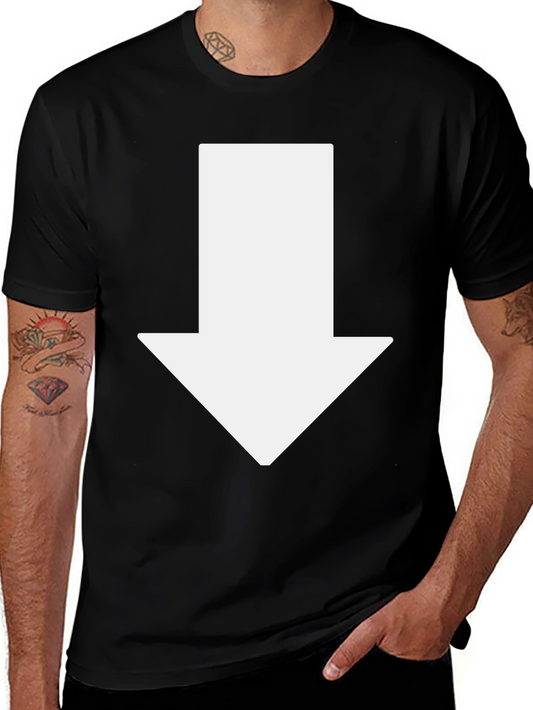 Arrow Down Graphic Tee - Casual Black T-Shirt