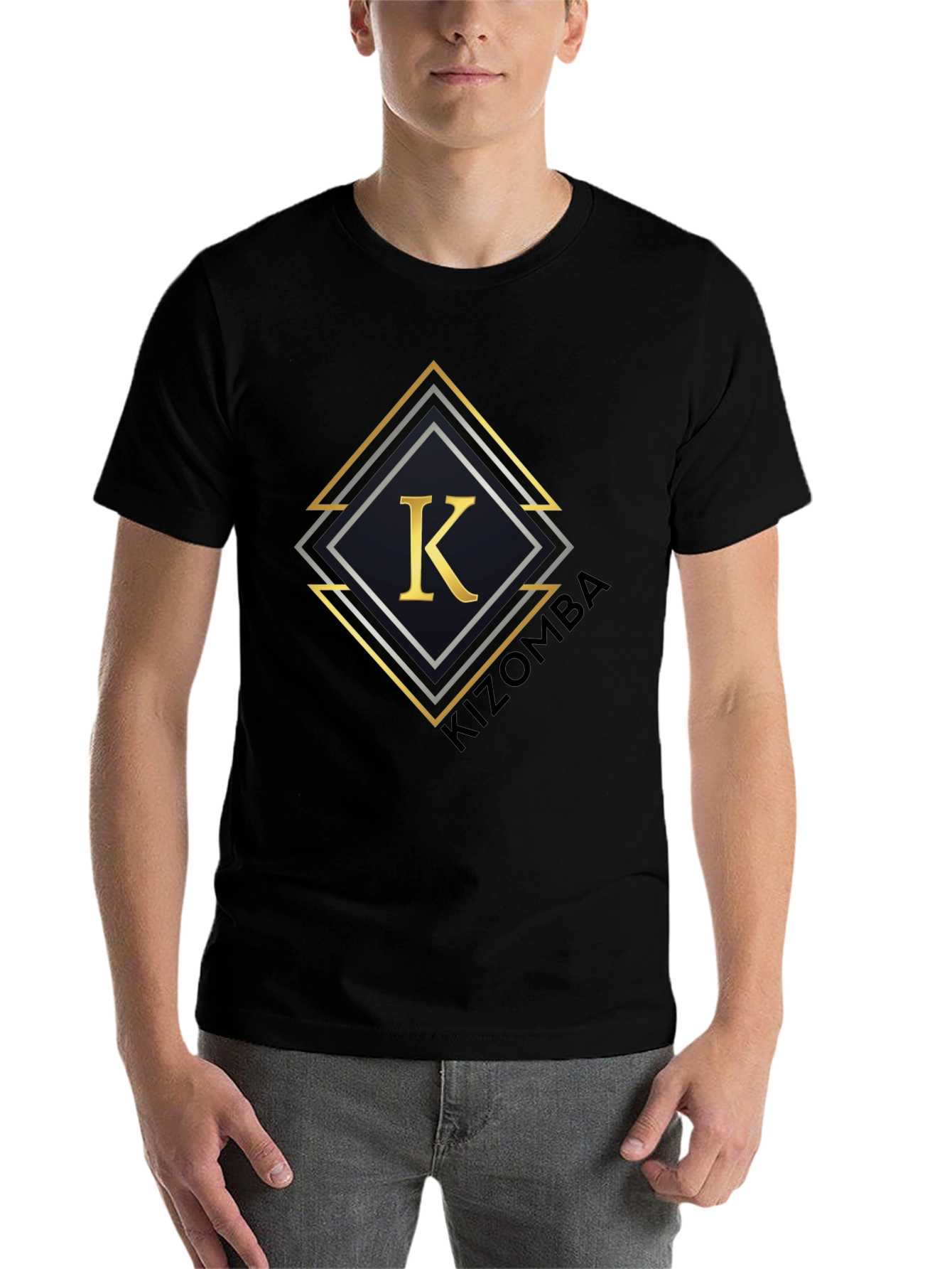 Stylish Black T-Shirt with Geometric K Design