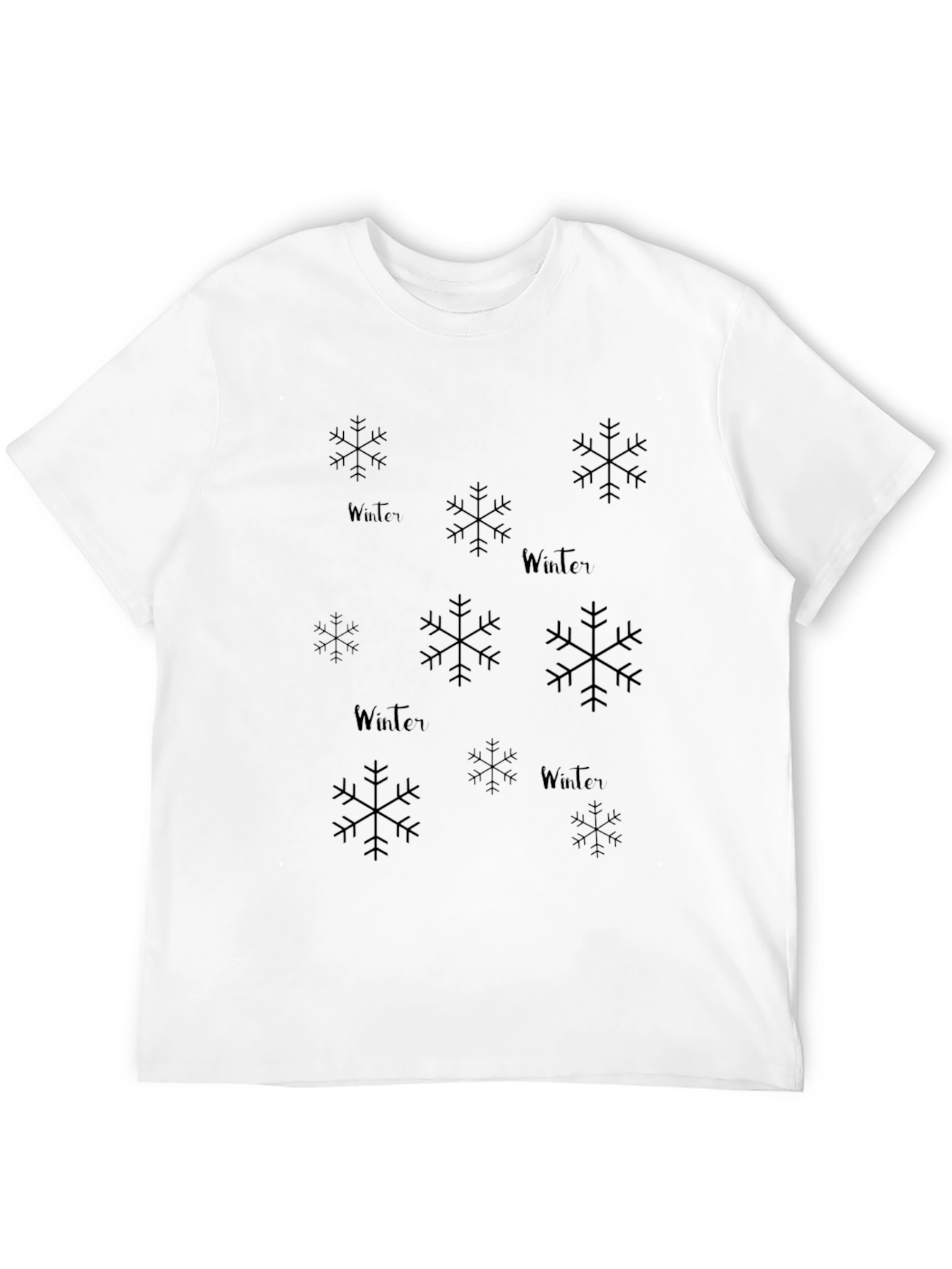 Winter Snowflake Graphic Black T-Shirt