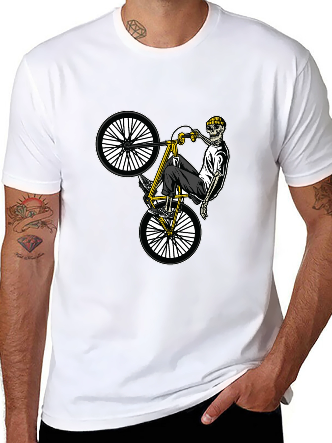 Skeleton Biker T-Shirt - Black