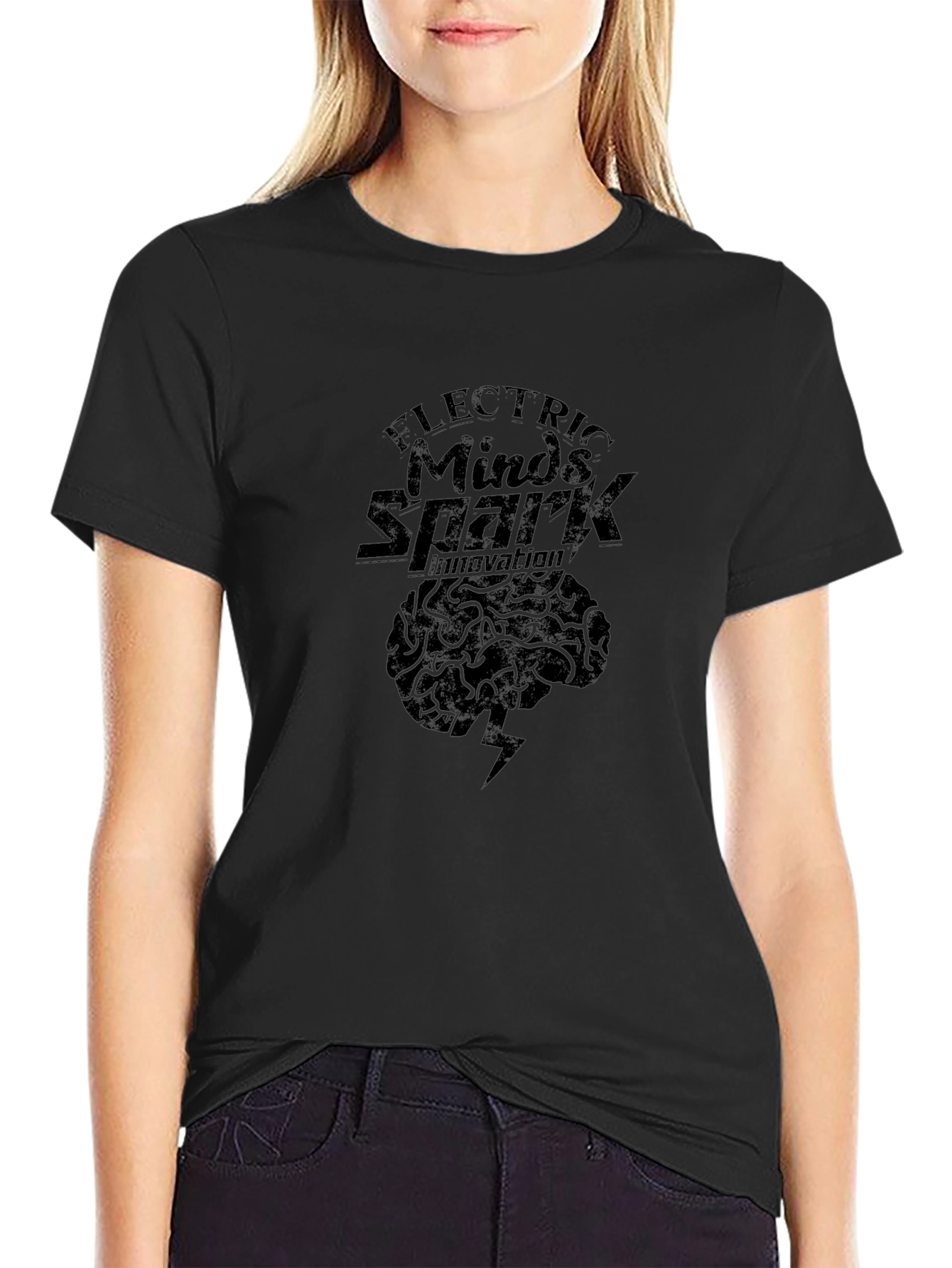 Electric Minds Spark Innovation Black T-Shirt