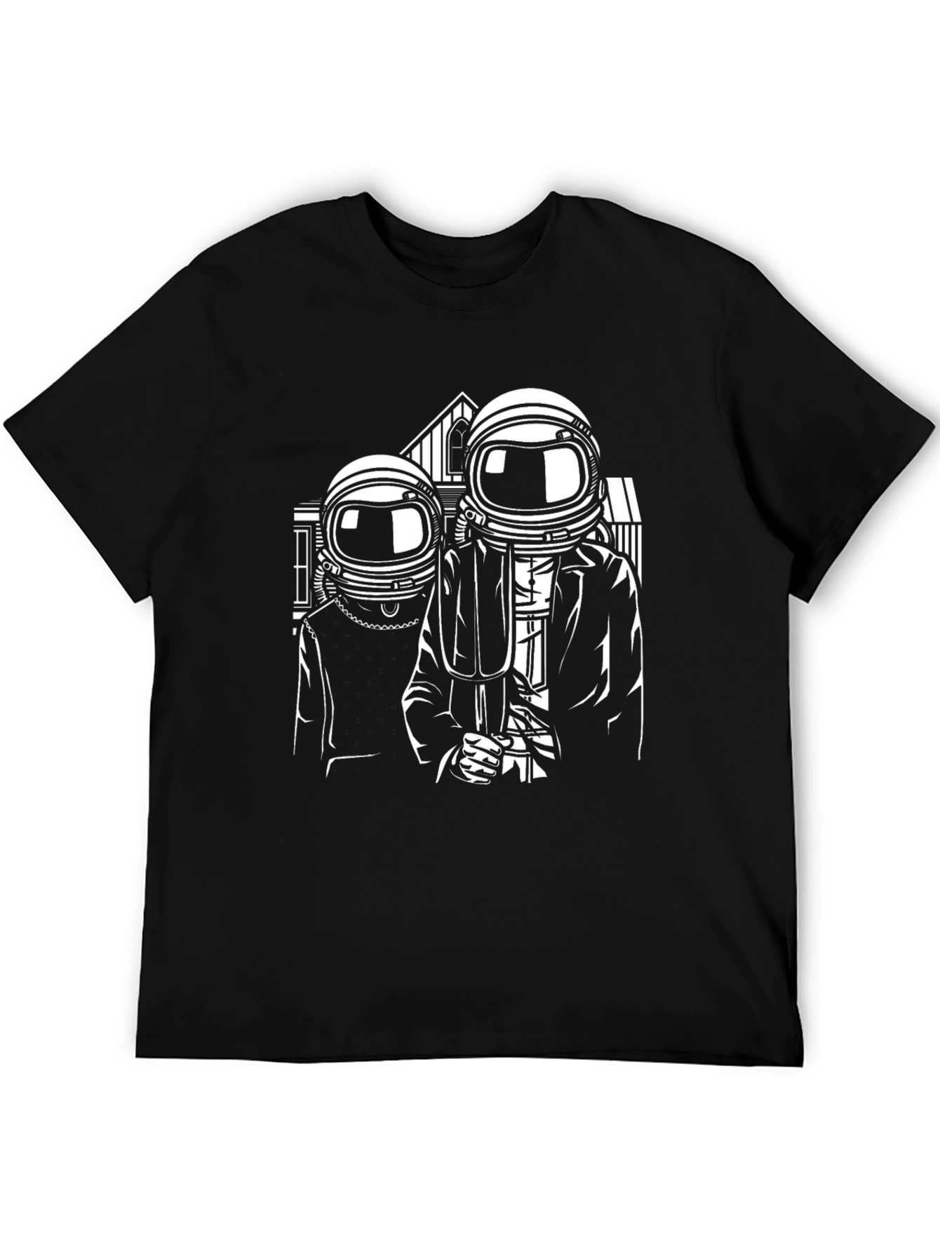 Astronaut American Gothic Black T-Shirt