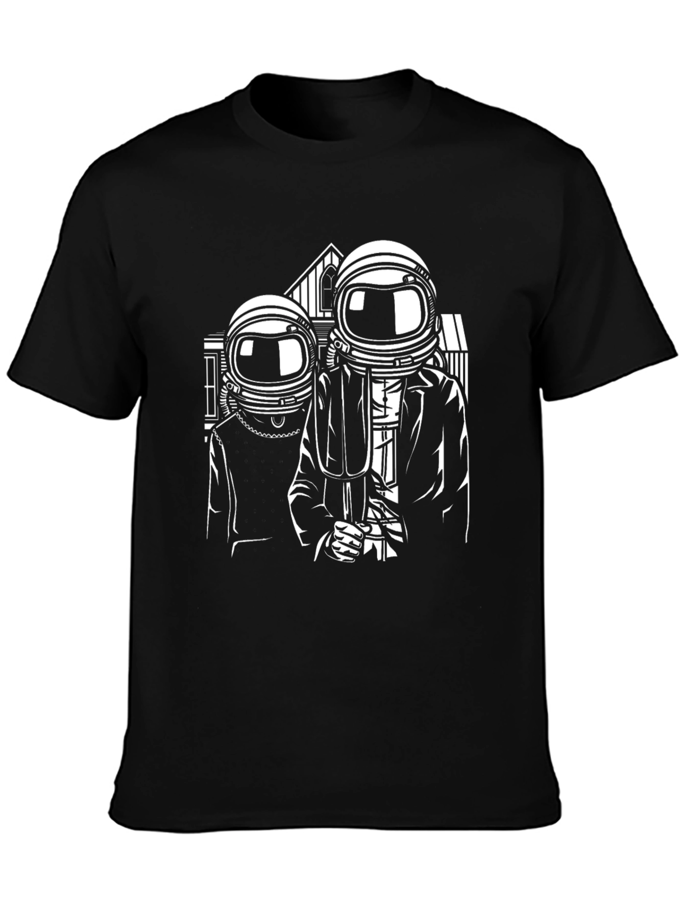 Astronaut American Gothic Black T-Shirt
