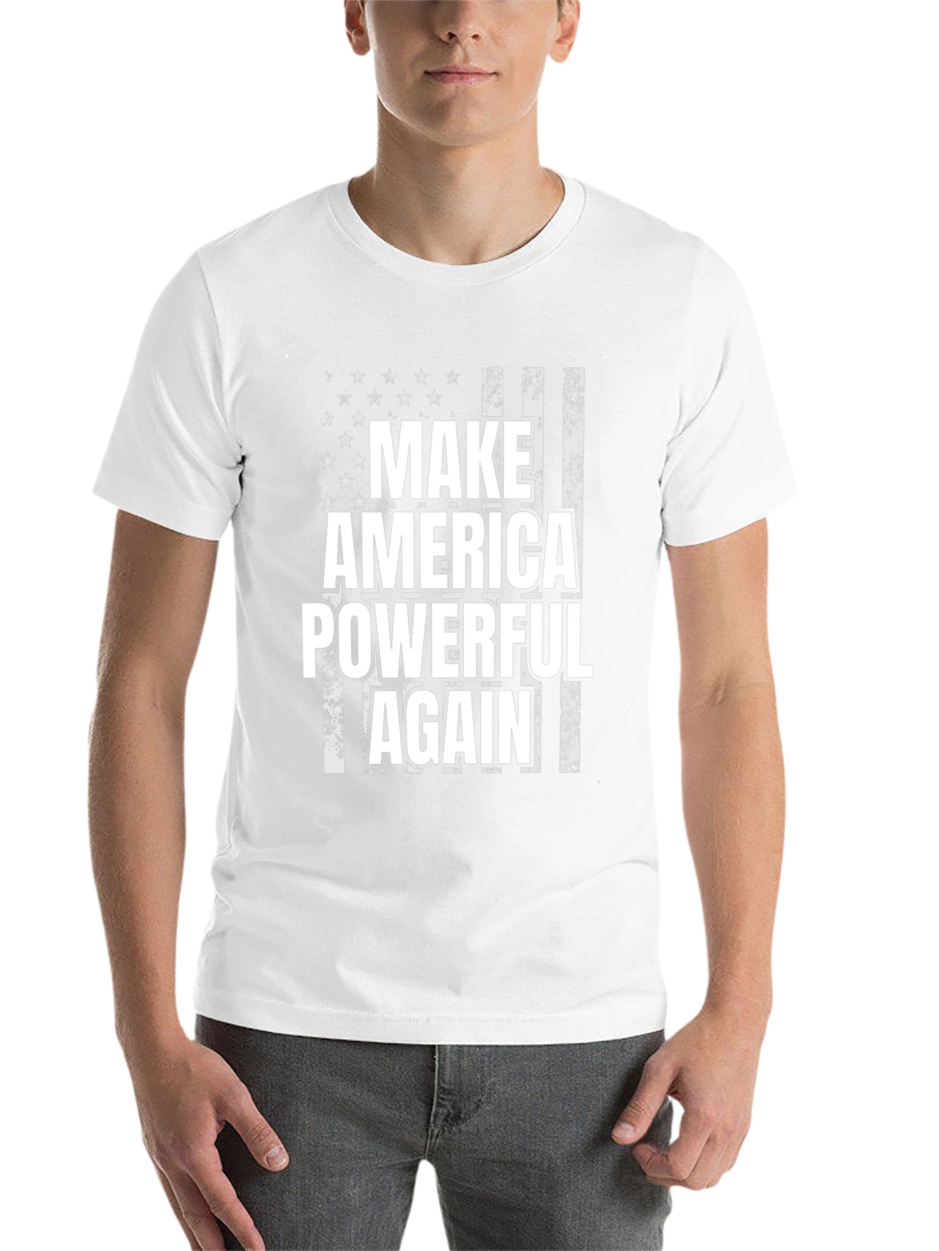 Make America Powerful Again T-Shirt - Patriotic Flag Design