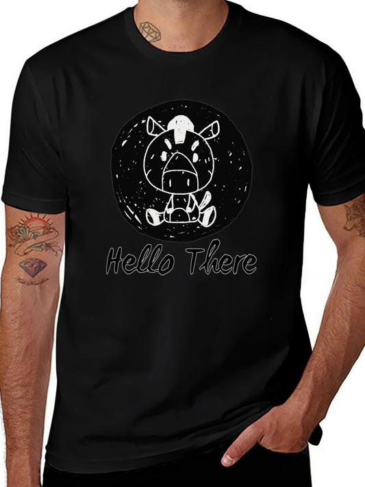 Cartoon Horse Black T-Shirt - Hello There Design