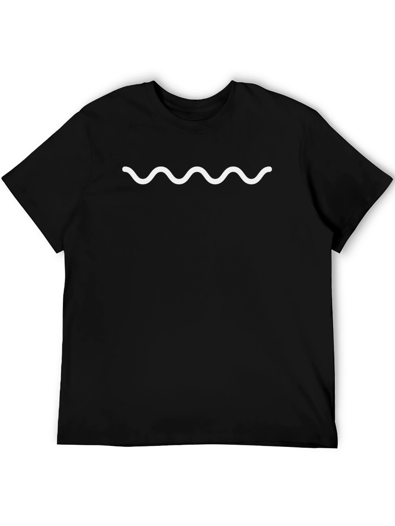 Black Tee with White Wave Graphic