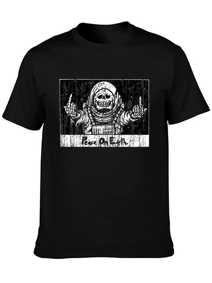Peace On Earth Skeleton Astronaut Graphic Tee