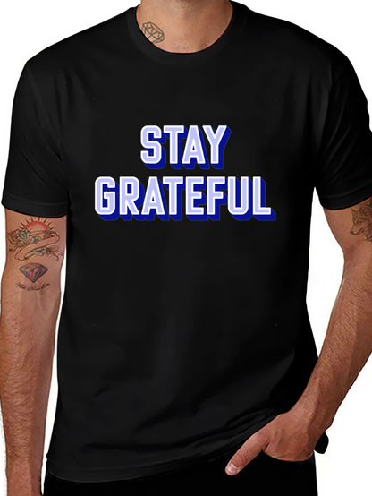 Stay Grateful Graphic Tee - Trendy Black T-Shirt