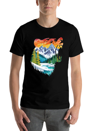 Nature Bear Graphic Tee - Mens Black Shirt