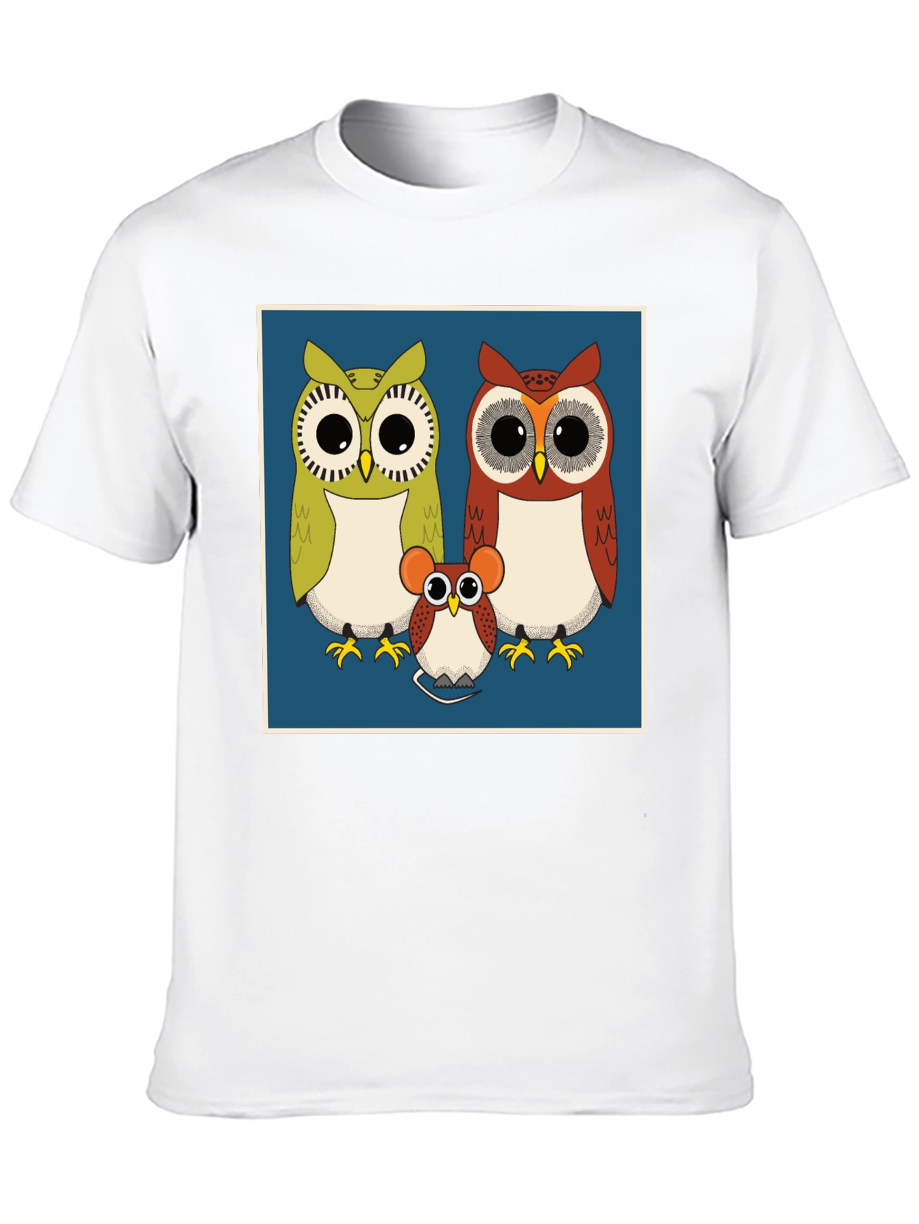 Owl Family Graphic Tee - Cute Cartoon Print T-Shirt