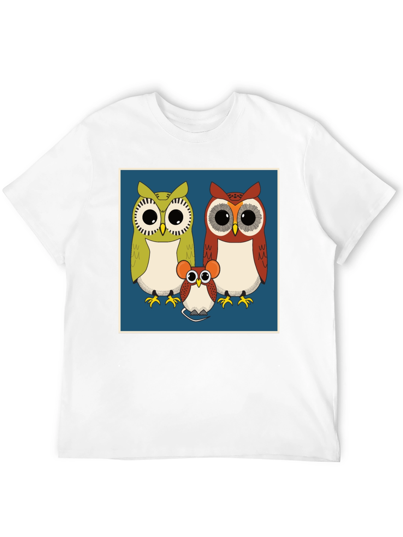 Owl Family Graphic Tee - Cute Cartoon Print T-Shirt