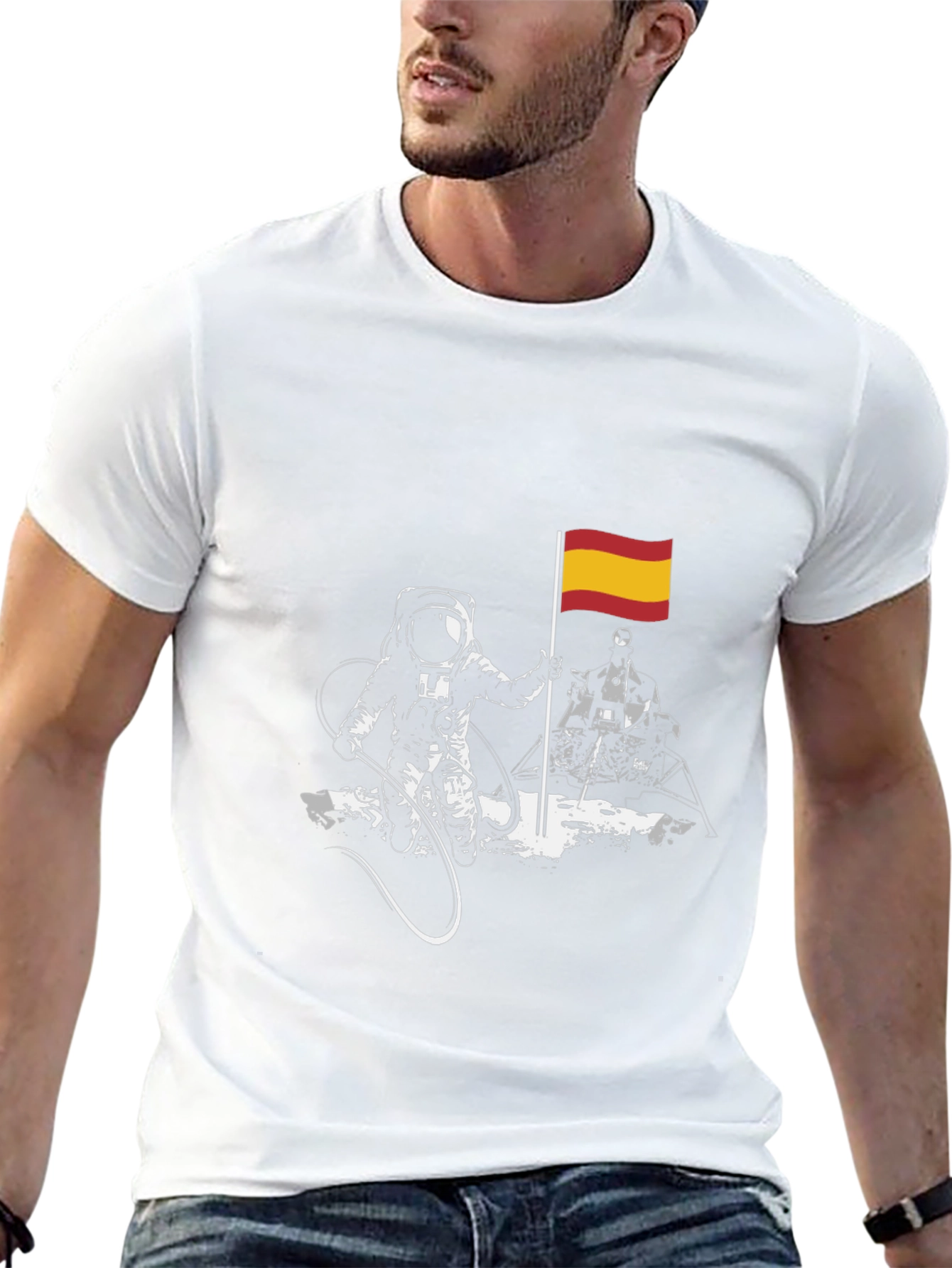 Astronaut Spanish Flag Graphic T-Shirt