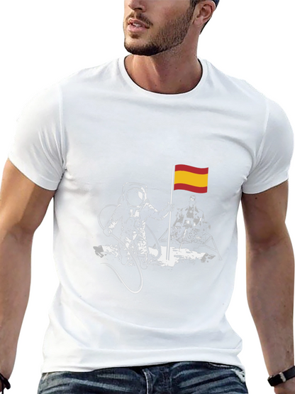 Astronaut Spanish Flag Graphic T-Shirt