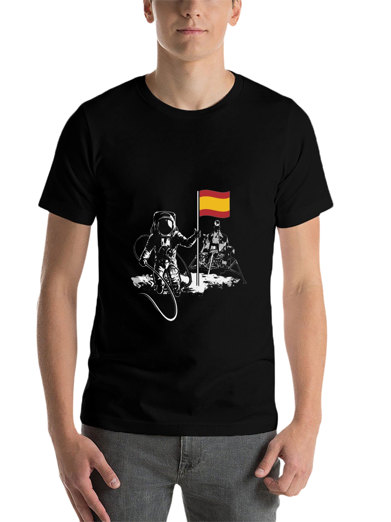 Astronaut Spanish Flag Graphic T-Shirt